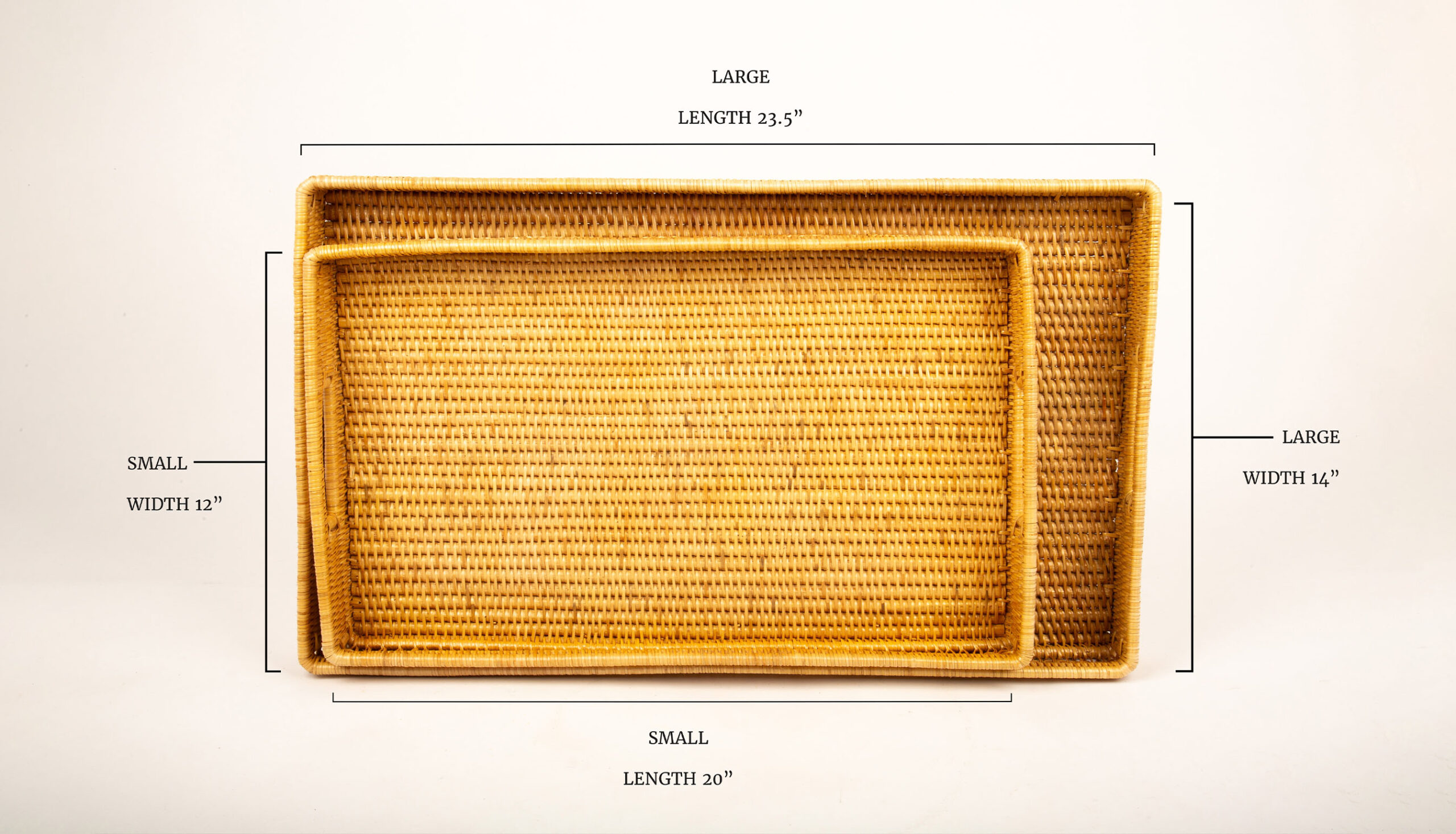 Knotted Rattan Rectangular Trays