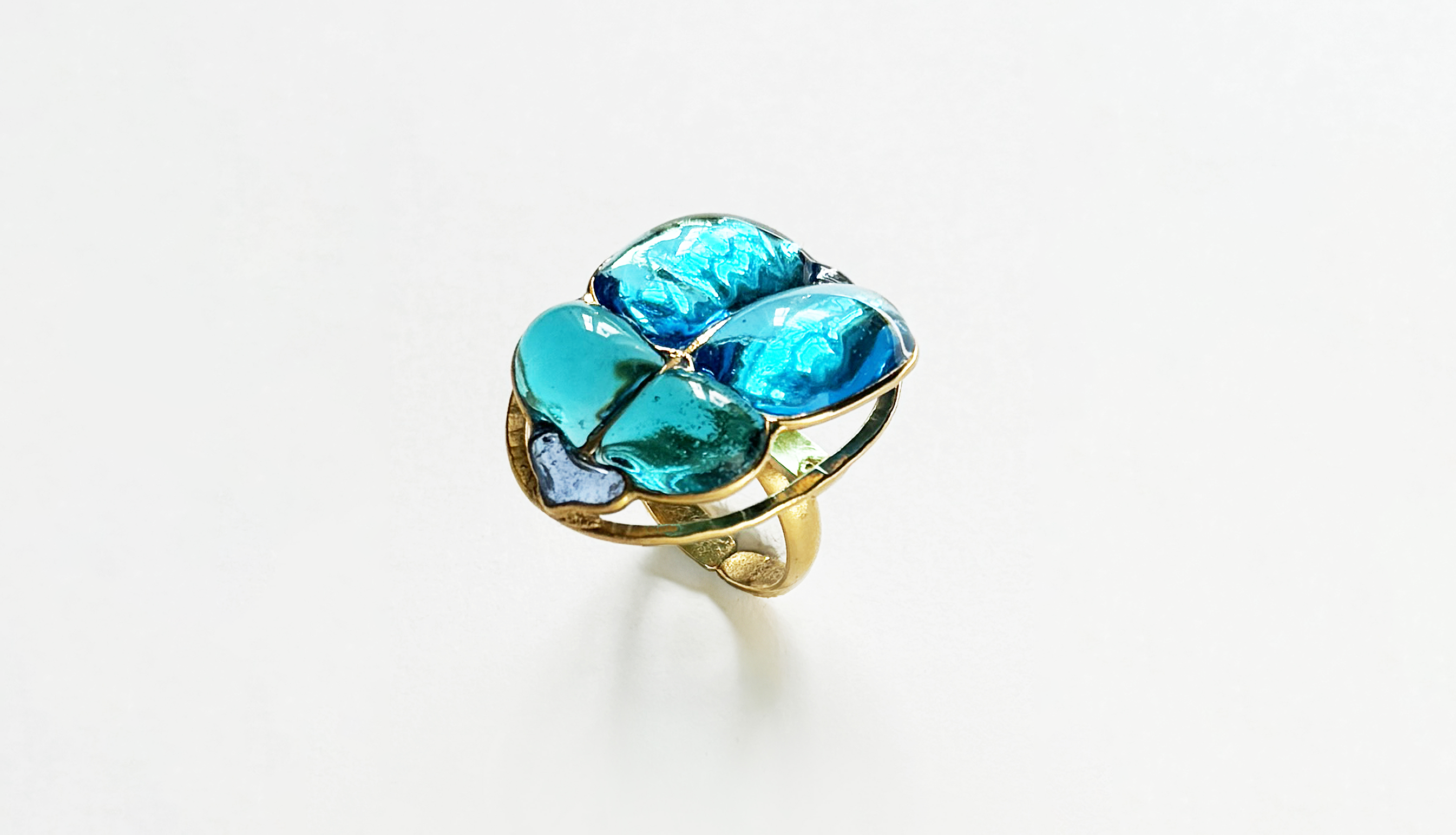 Egyptian Scarab Ring, Aqua