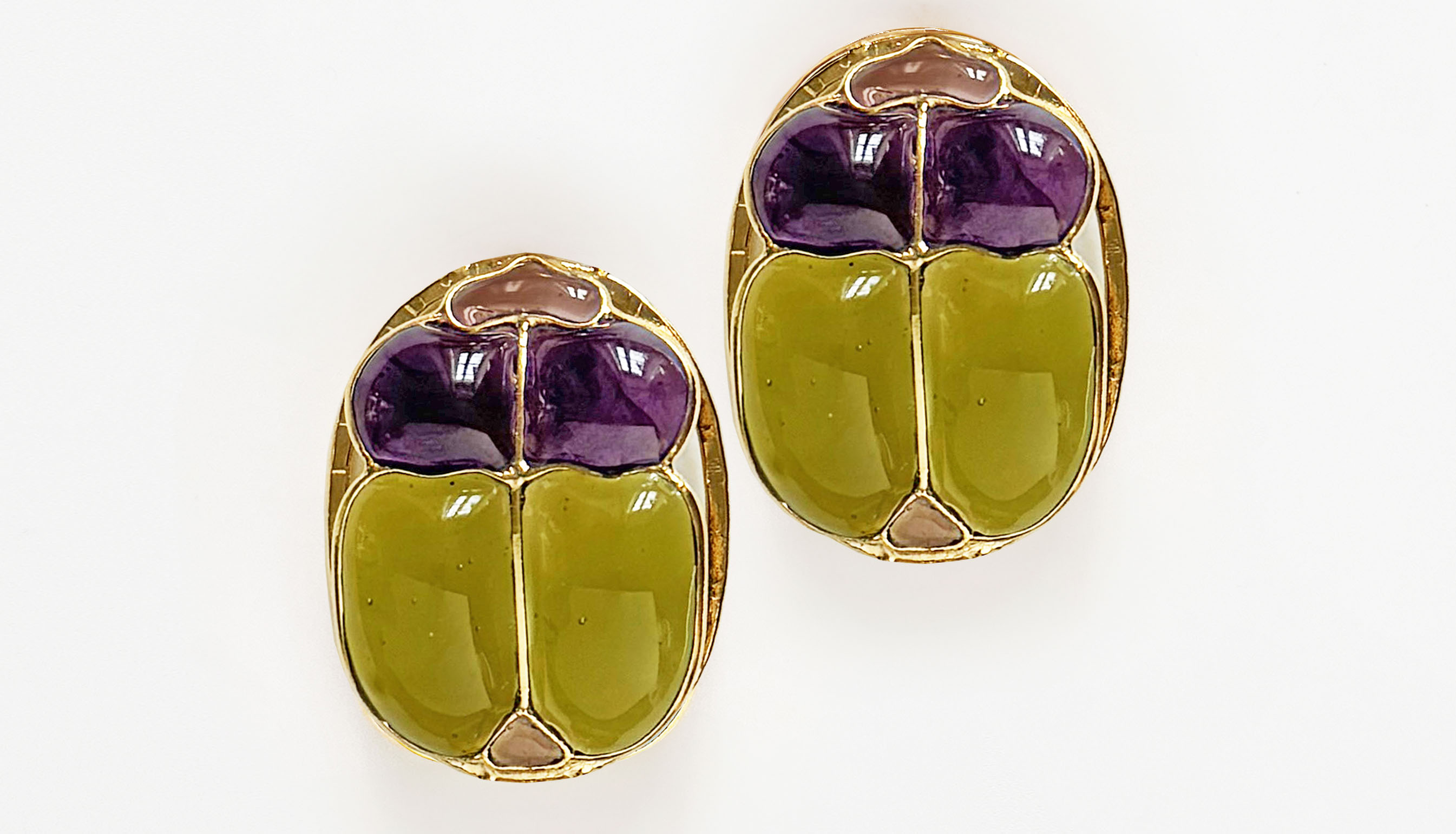 Loulou De La Falaise Egyptian Scarab Earring, Absinthe