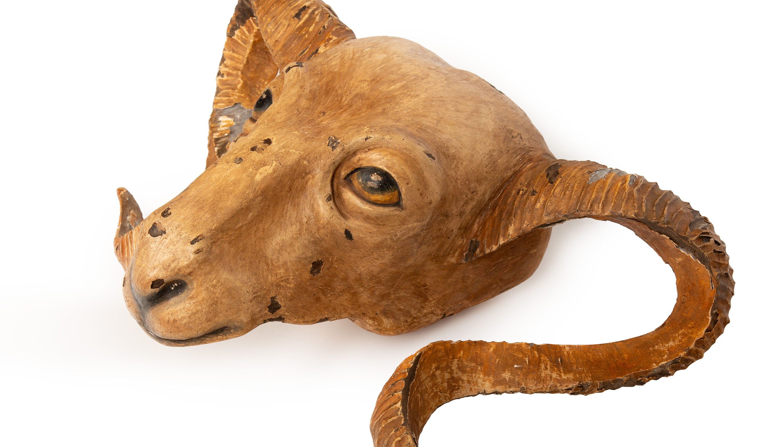 19th-Century Italian Wood Carving of a Ram's Head- Ewe've Got to See This Ram!
