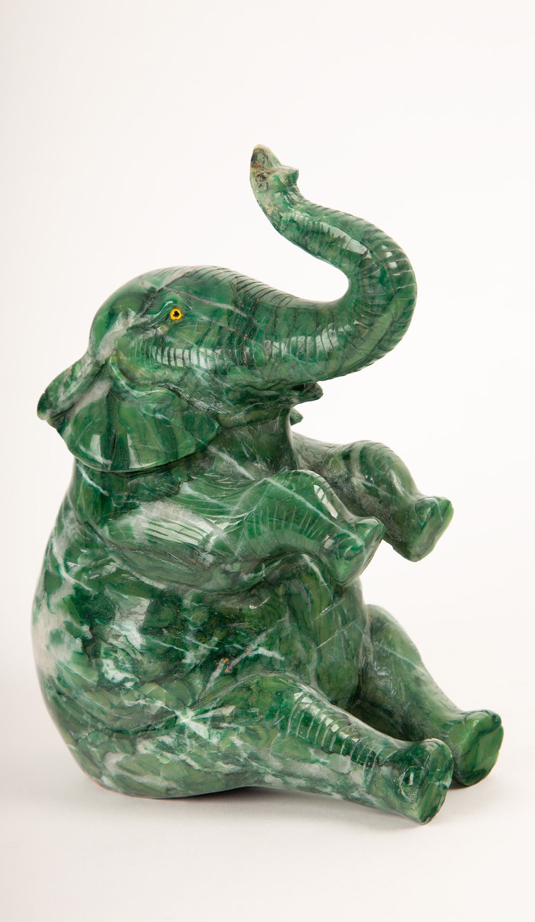 Carved Moss Agate Elephant
