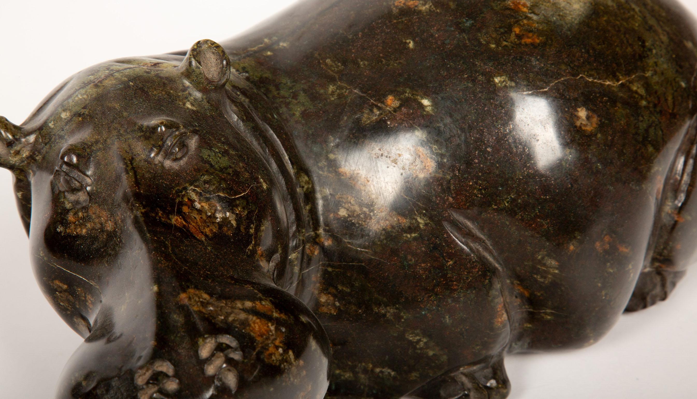 Hand-Carved Soapstone Hippo Sculpture from Zimbabwe, 12