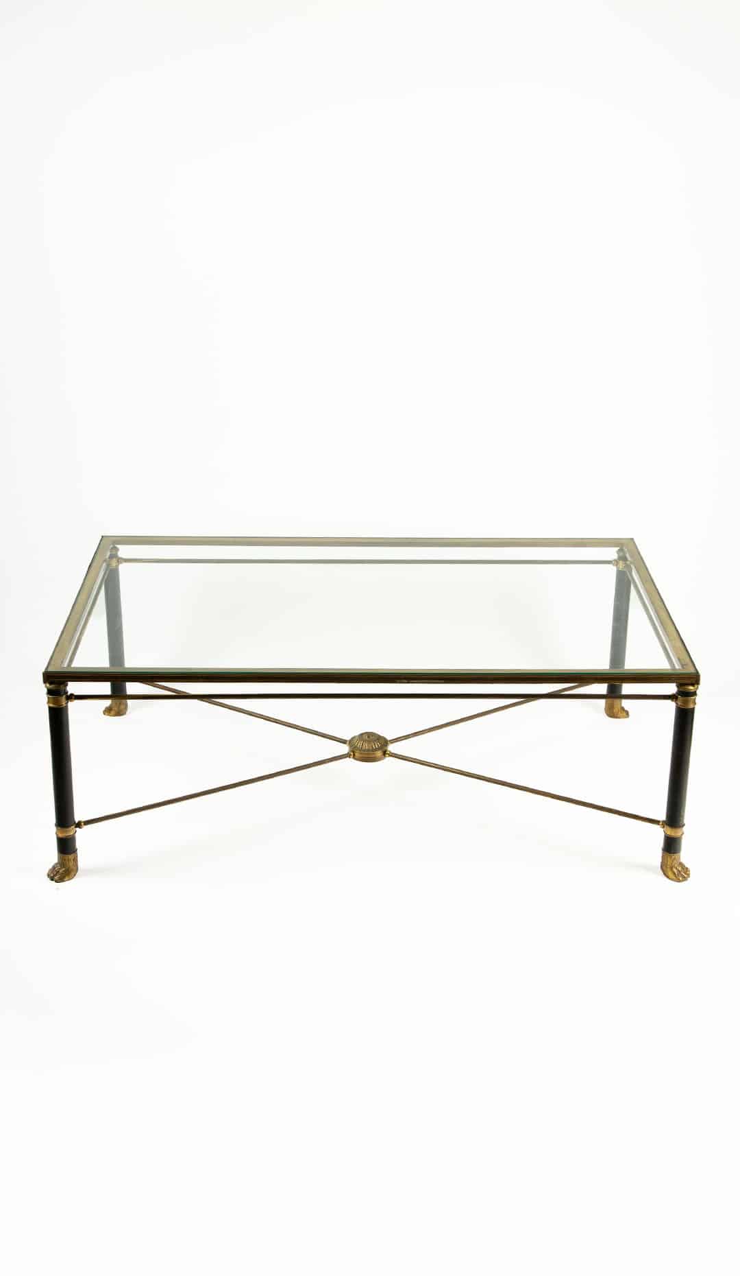 Mid Century Metal Framed Glass Topped Coffee Table