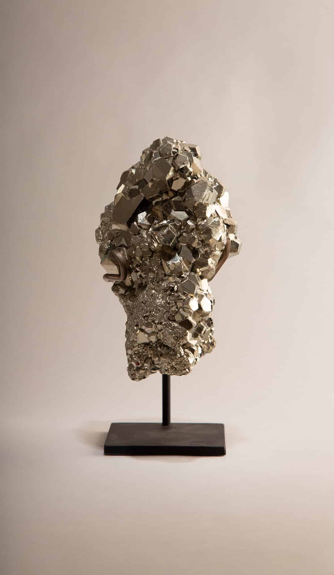 Peruvian Pyrite Specimen with Cubic Crystals, Mounted Display