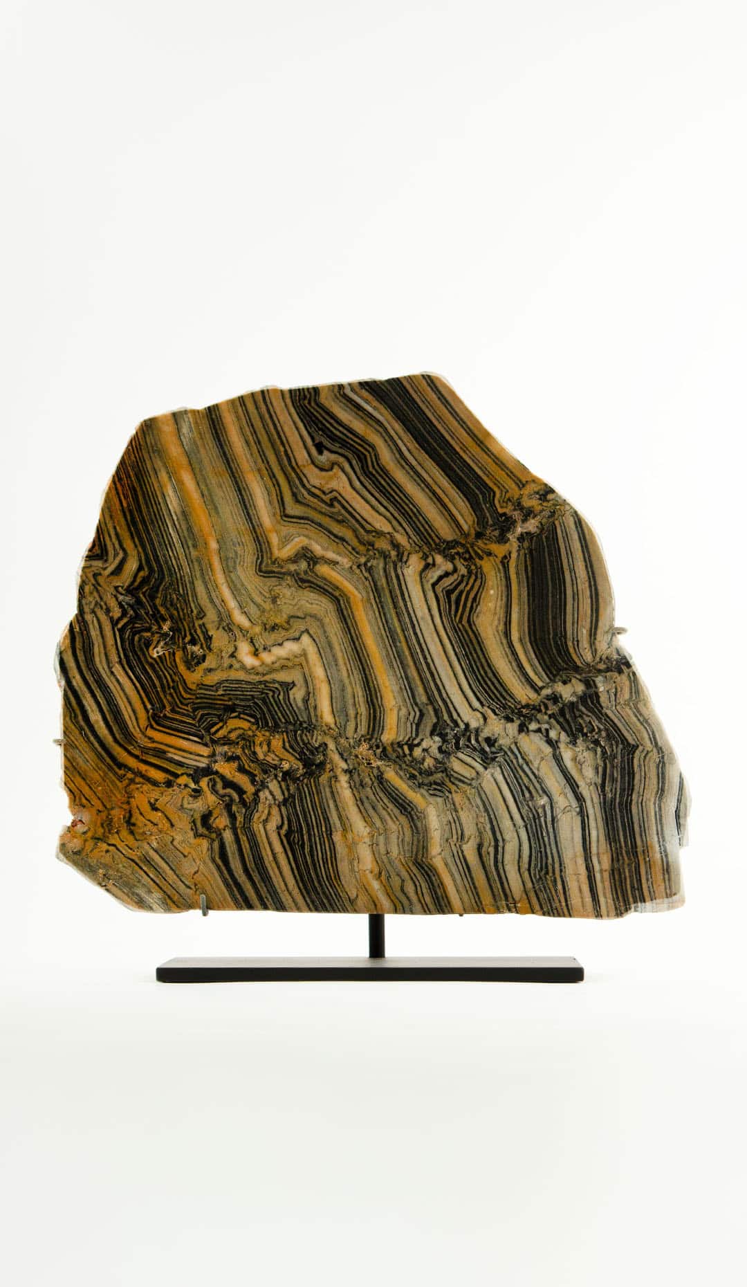 Earth’s Brushstrokes: Mounted Zebra Quartz Slice