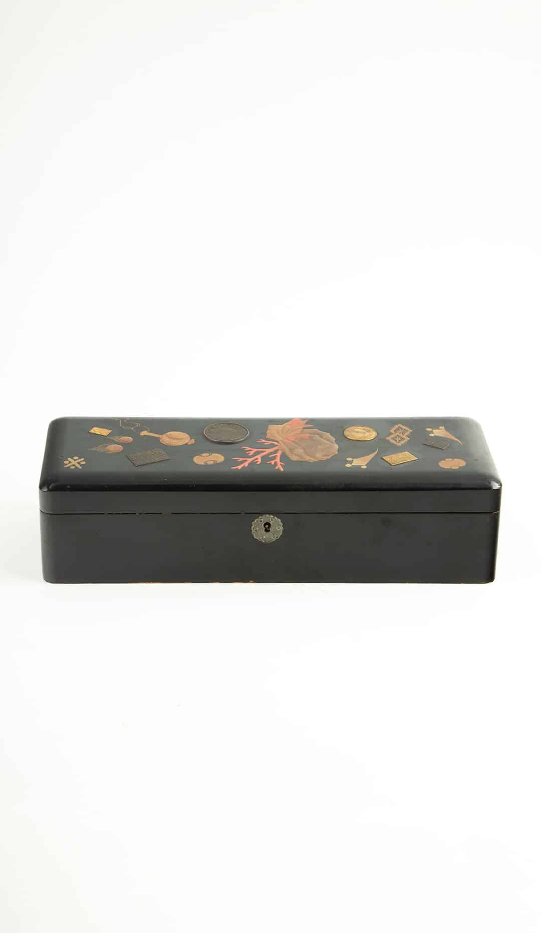 Late 19th Century Japanese Lacquer Box with Coral Design