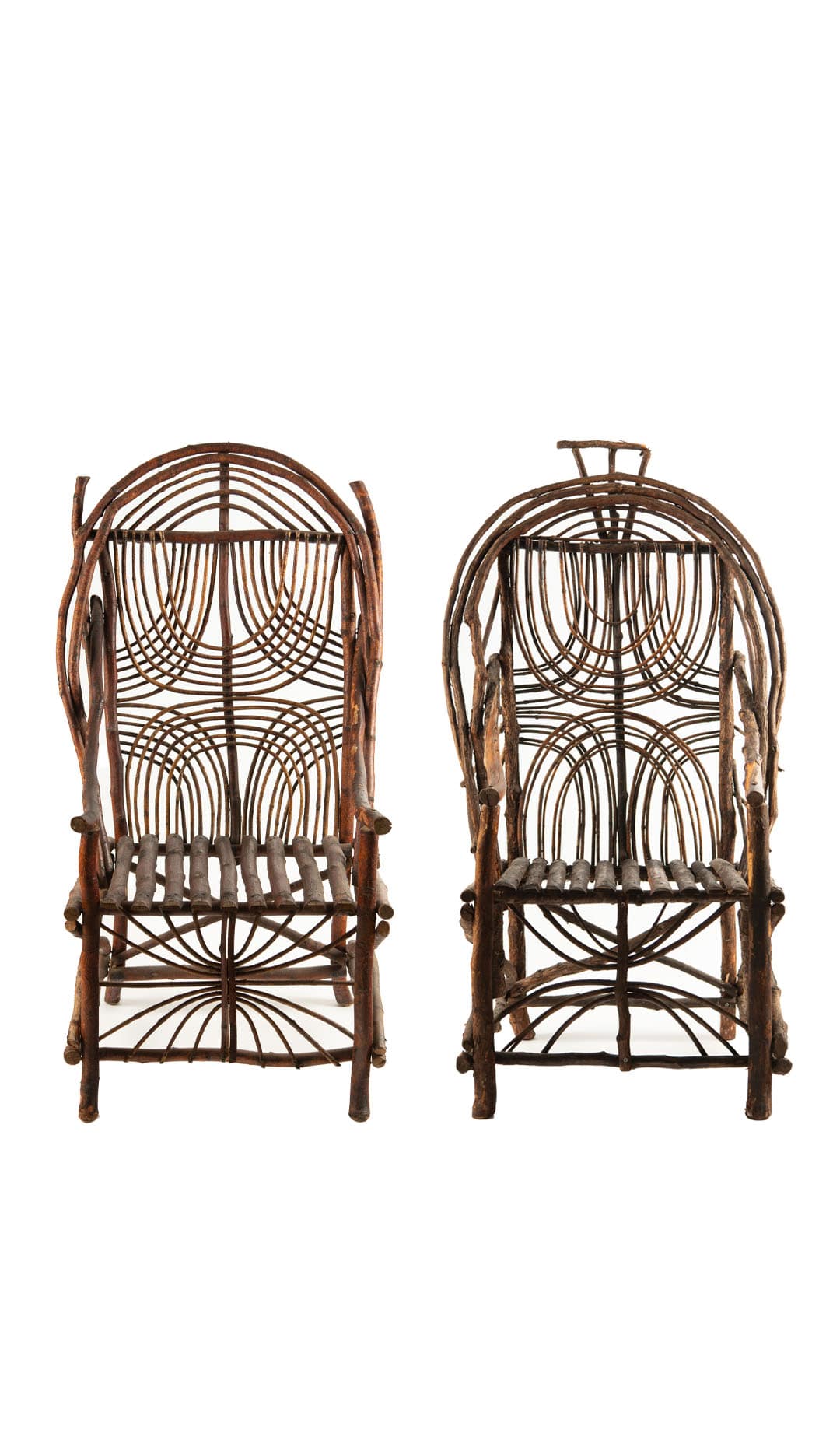 Pair of Vintage Twig and Stick Adirondack Chairs