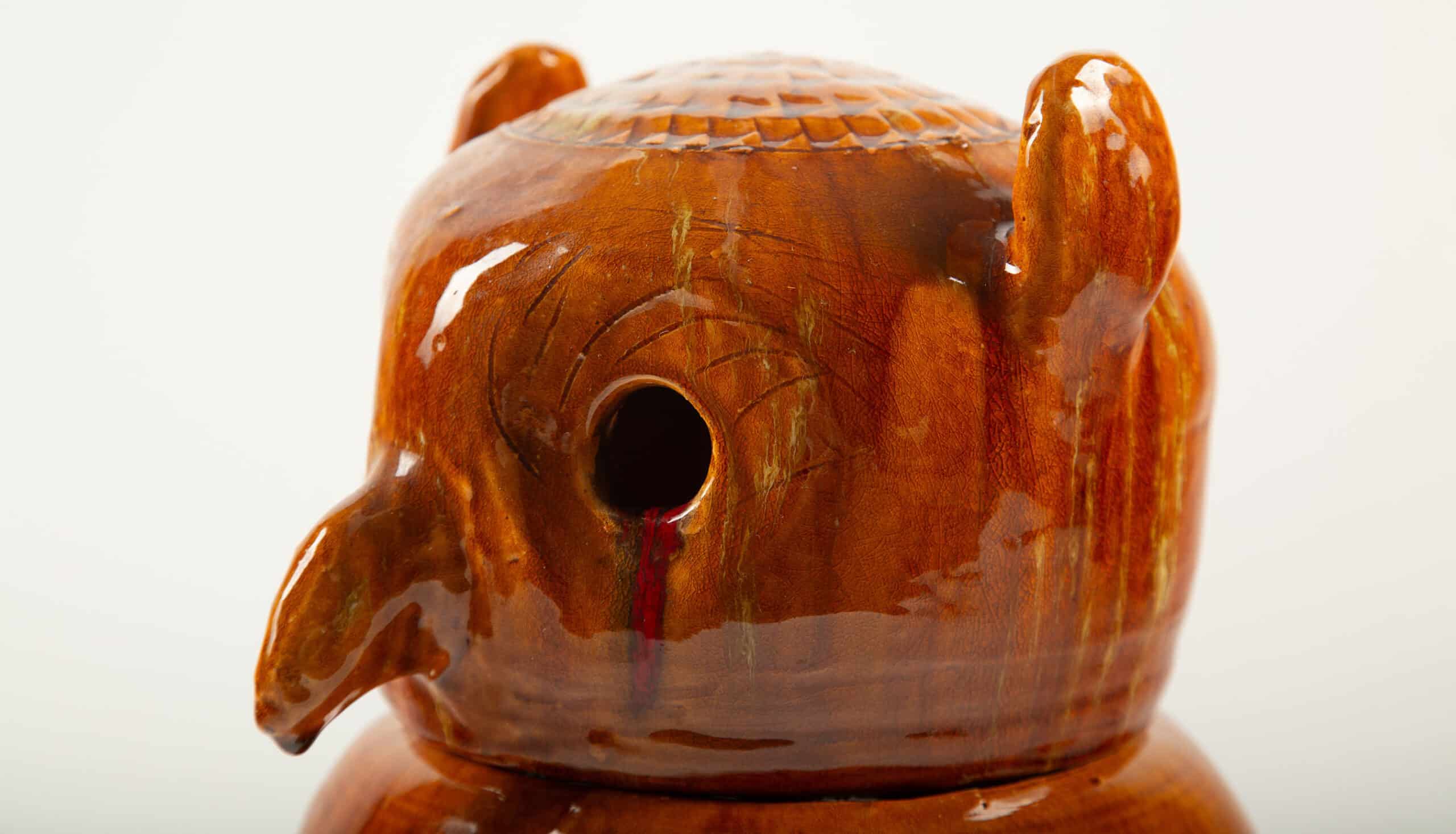 Mid-Century French Glazed Ceramic Owl Lamp