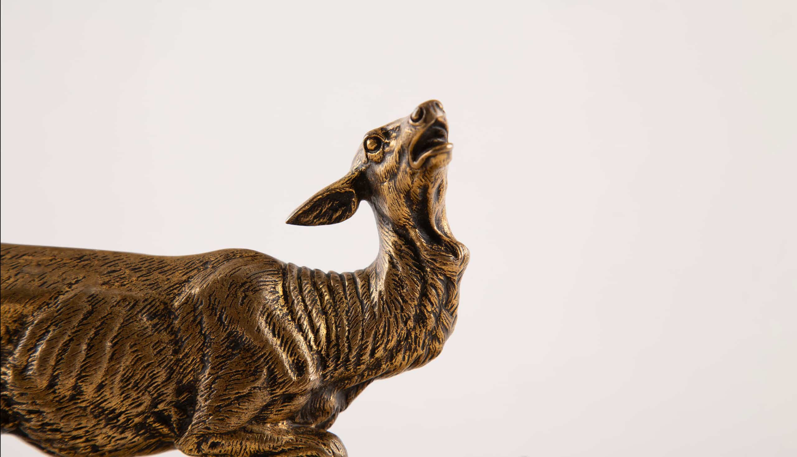 Gilded Grace – Late 19th-Century French Hind (Deer) Sculpture