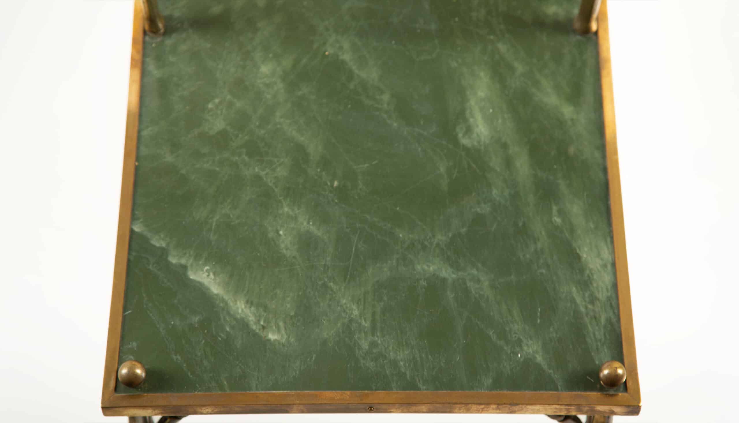 Mid-Century Maison Baguès Faux-Bamboo Side Table with Marbleized Resin Shelves