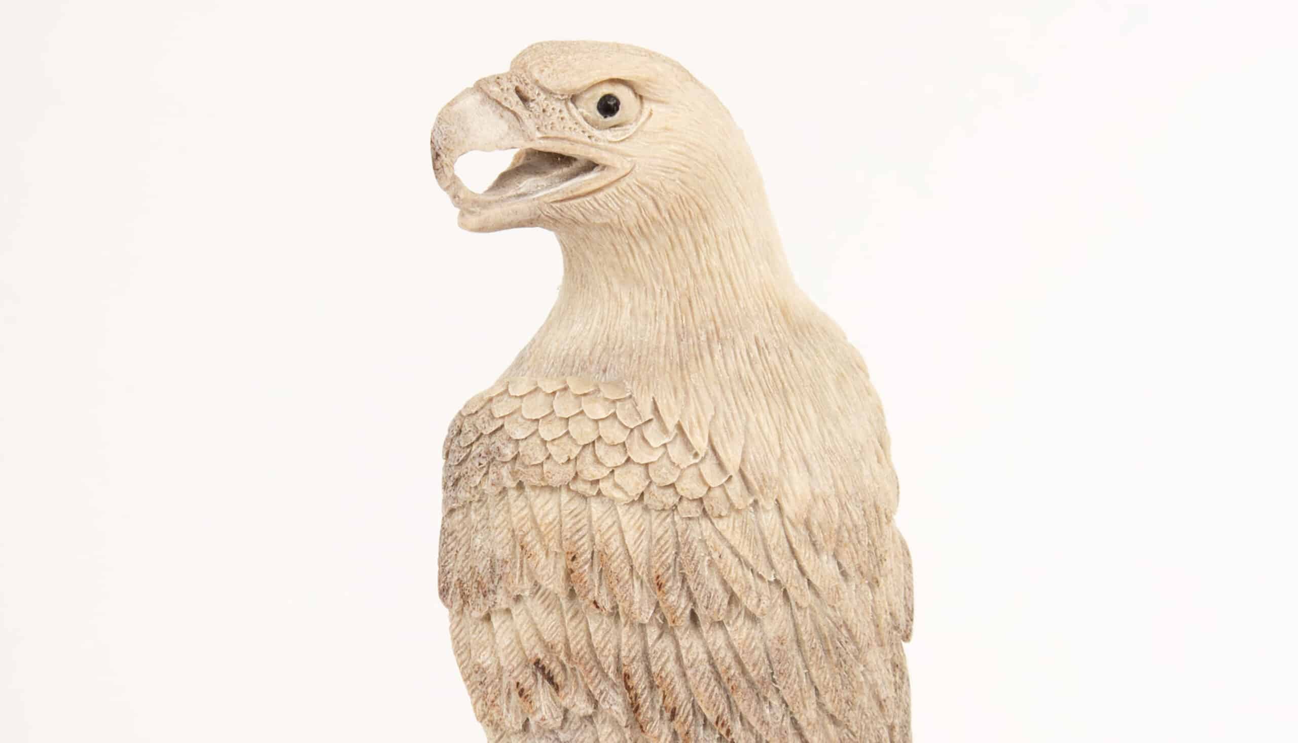 Intricately Carved Eagle from Naturally Shed Moose Antler