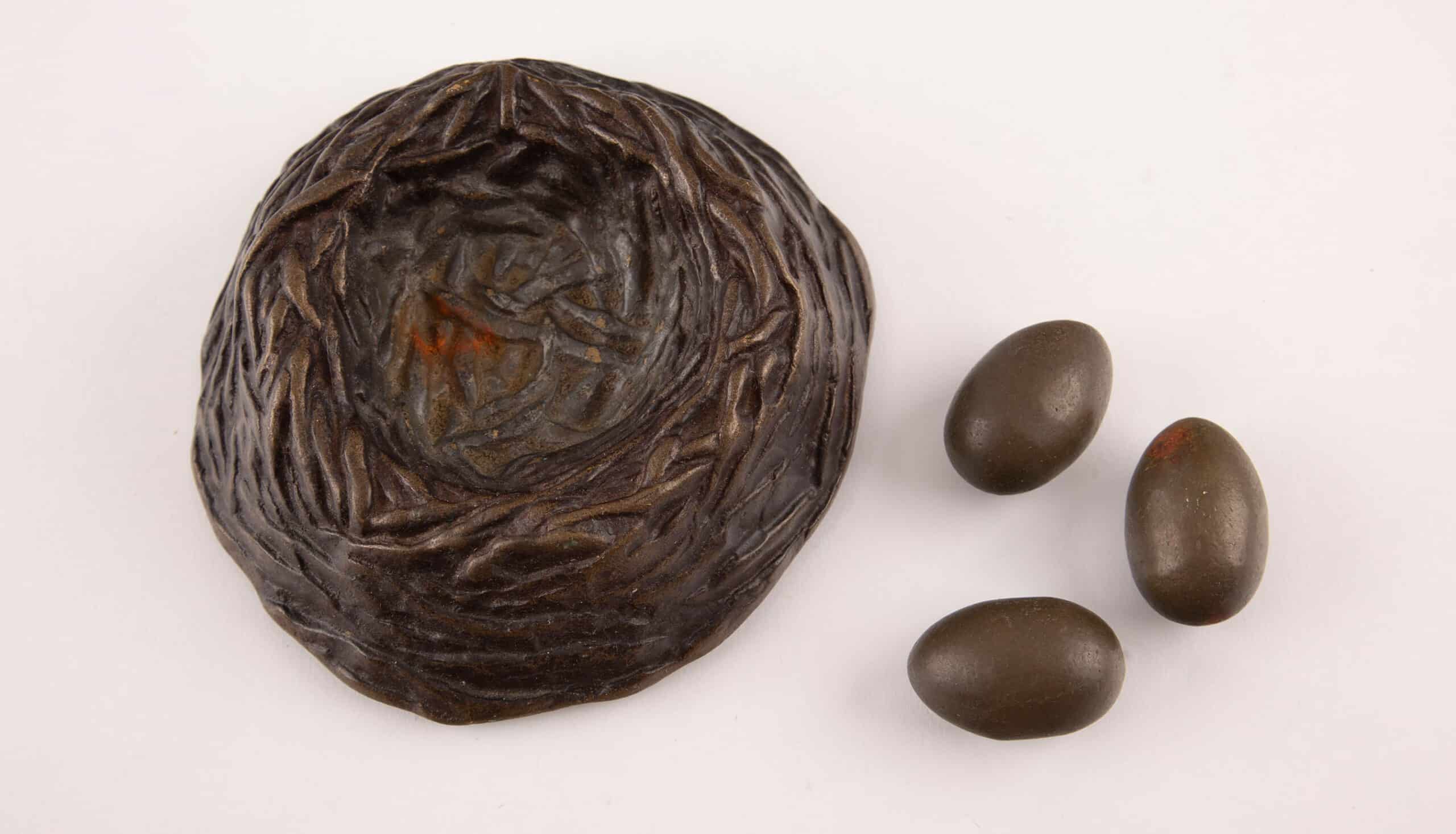 Bronze Bird Nest with Eggs