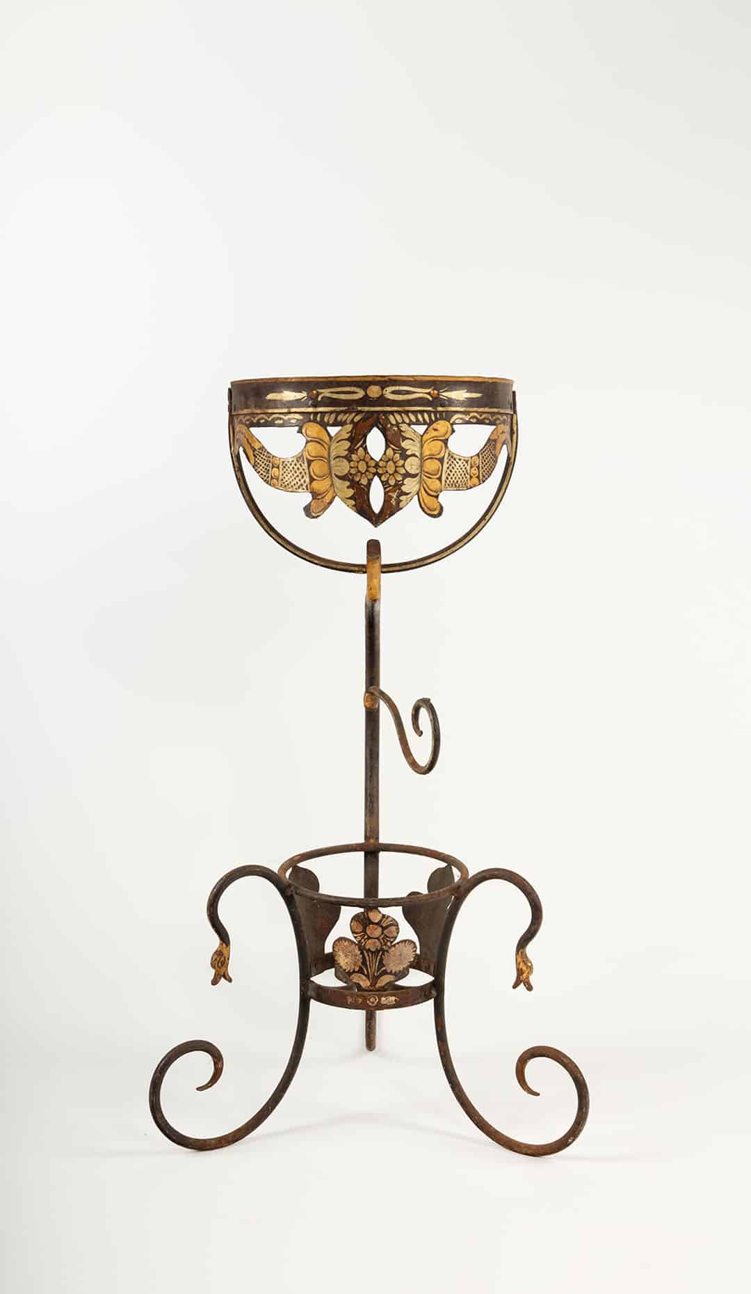 Double-Tier Tole-Painted Iron Jardinière Stand
