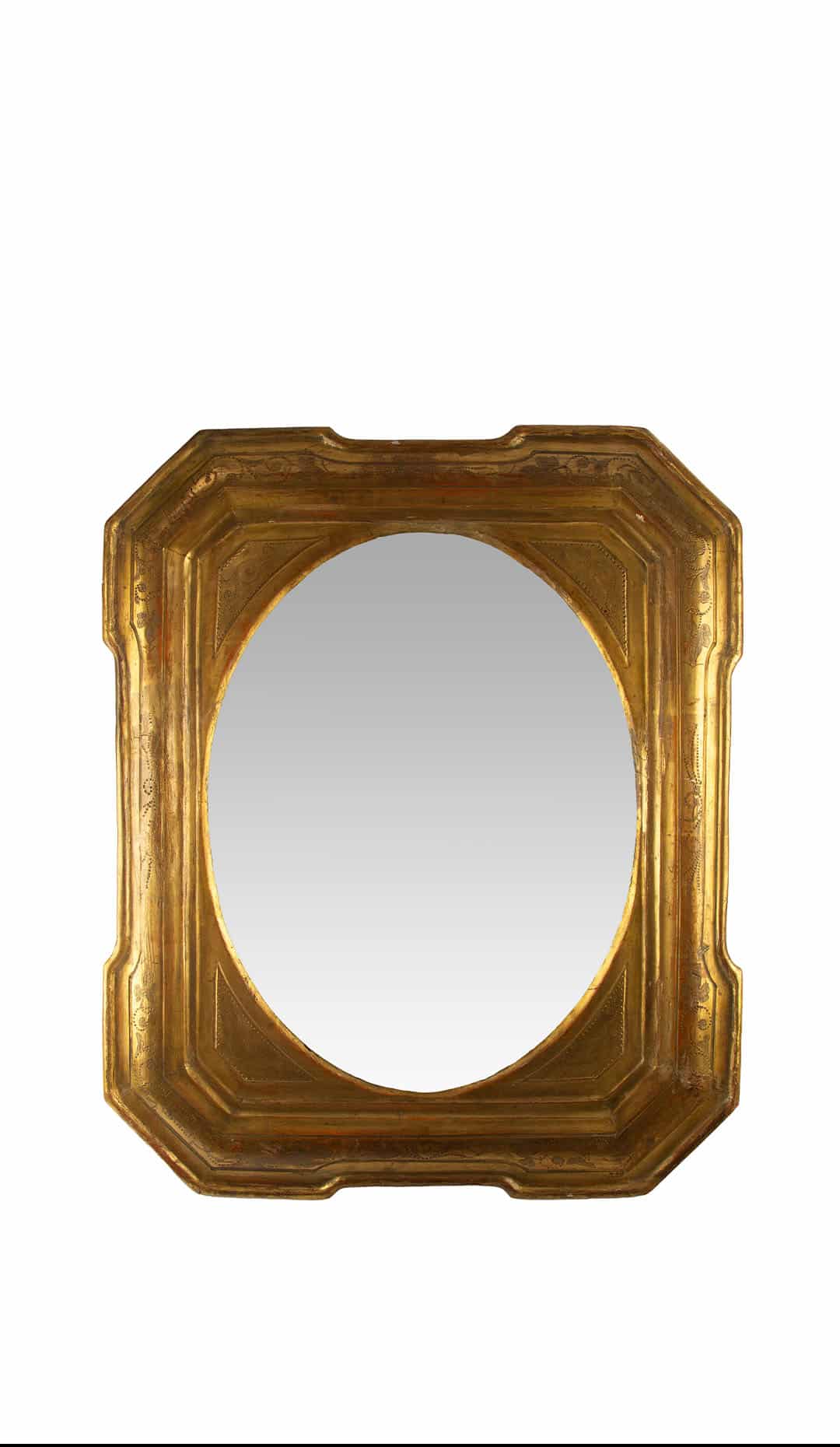 19th Century French Neoclassical Gilt Mirror with Chamfered Corners
