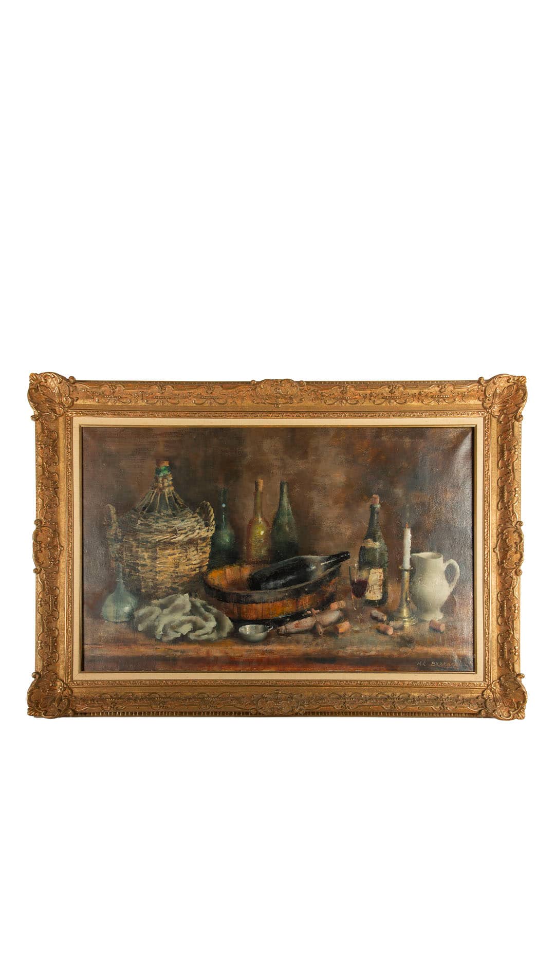 Marie-Thérèse Bretagne (19th/early 20th c.), Still Life with Wine and Vessels