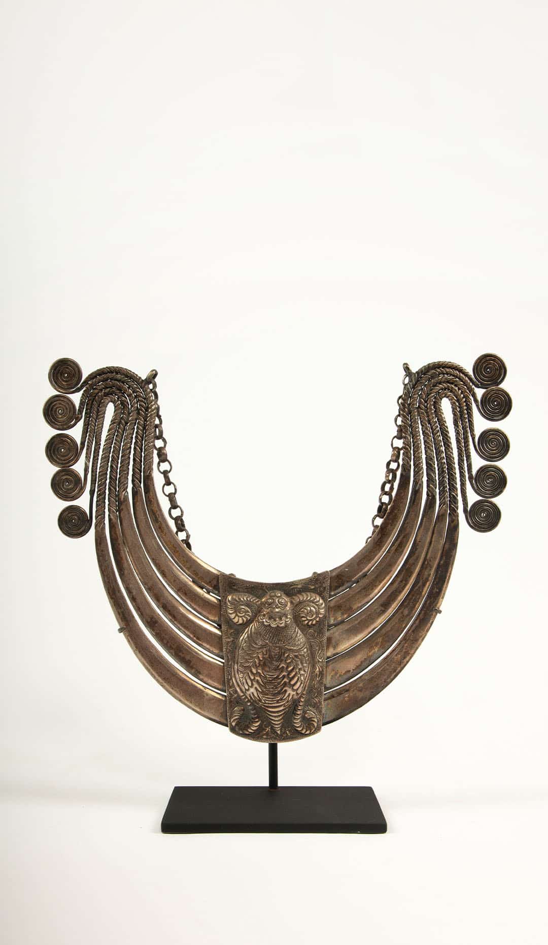 Symbols of Strength: Miao Minority Tribe Pectoral Necklace with Mythic Plaque