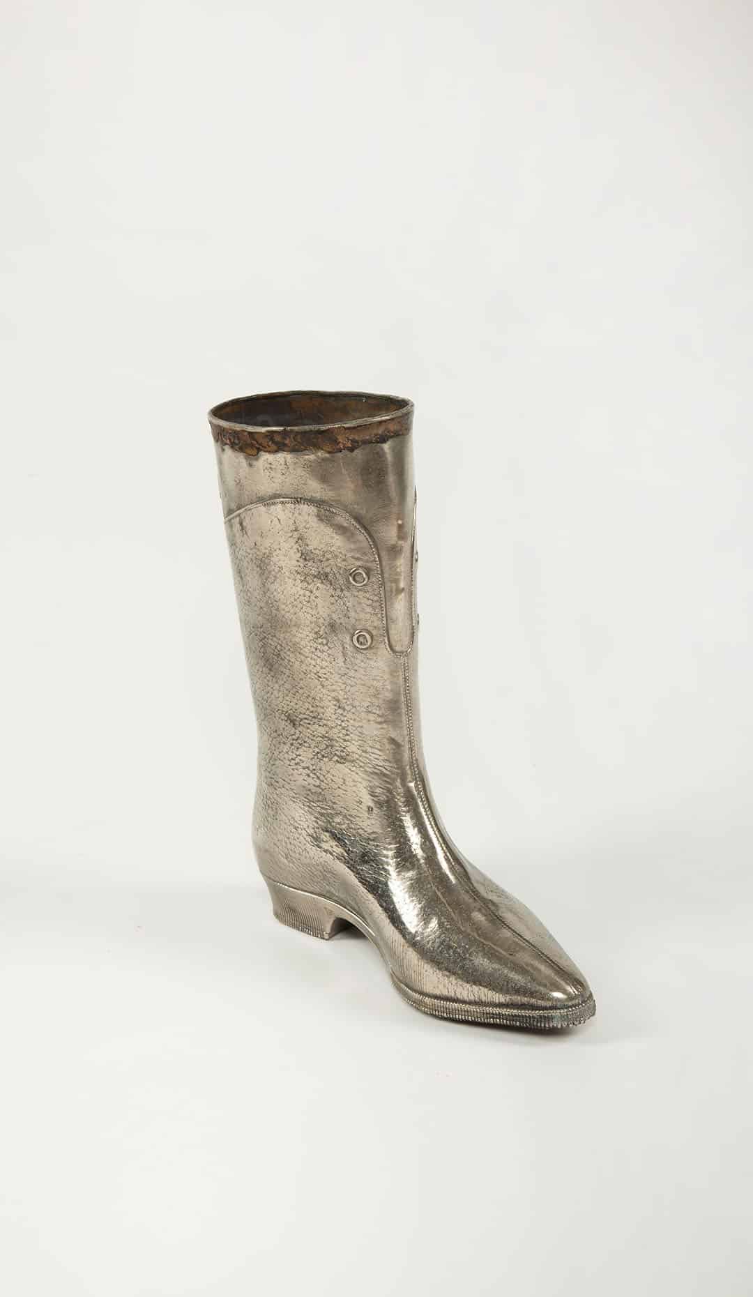 The Silver Boot – Mid-20th Century Sculpture, Signed Dora Turkmall