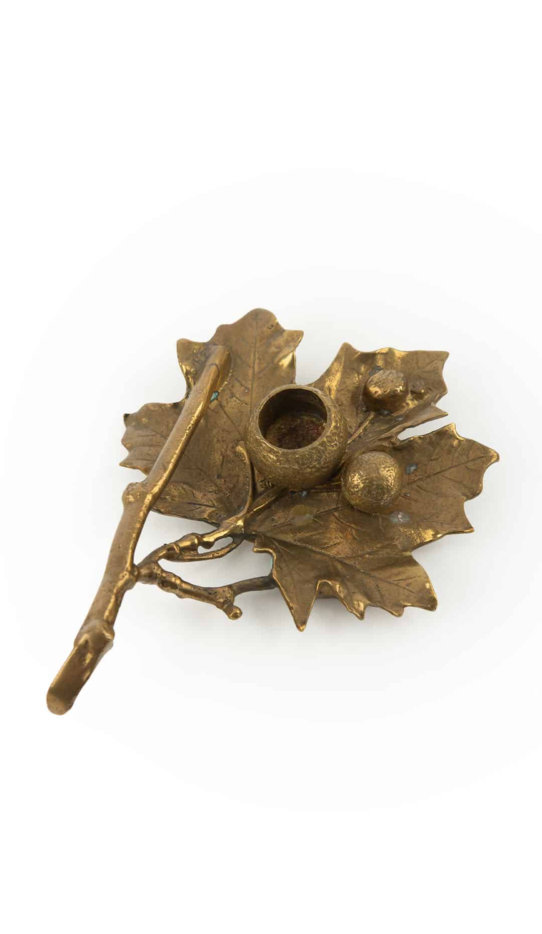 Brass Maple Leaf Candleholder