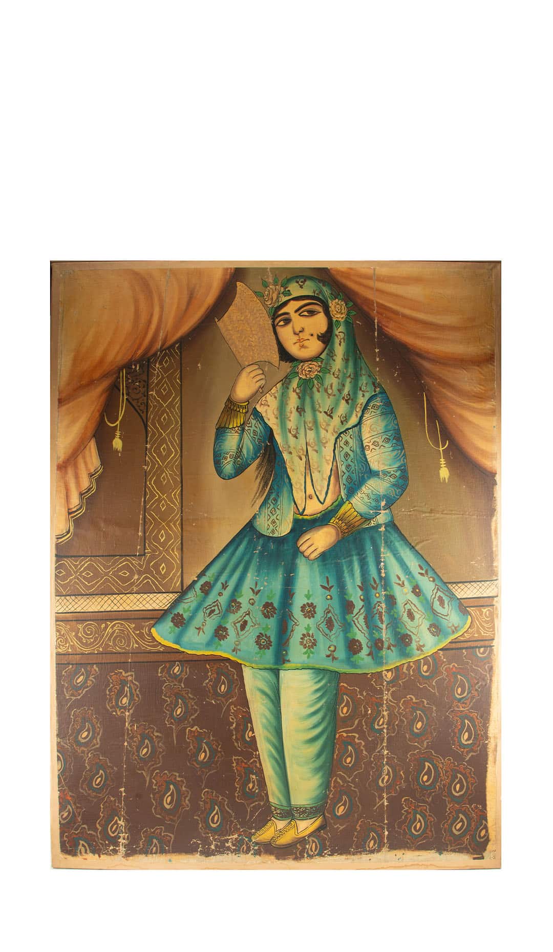 Qajar School Portrait of a Woman with Fan, Iran, Early 20th Century