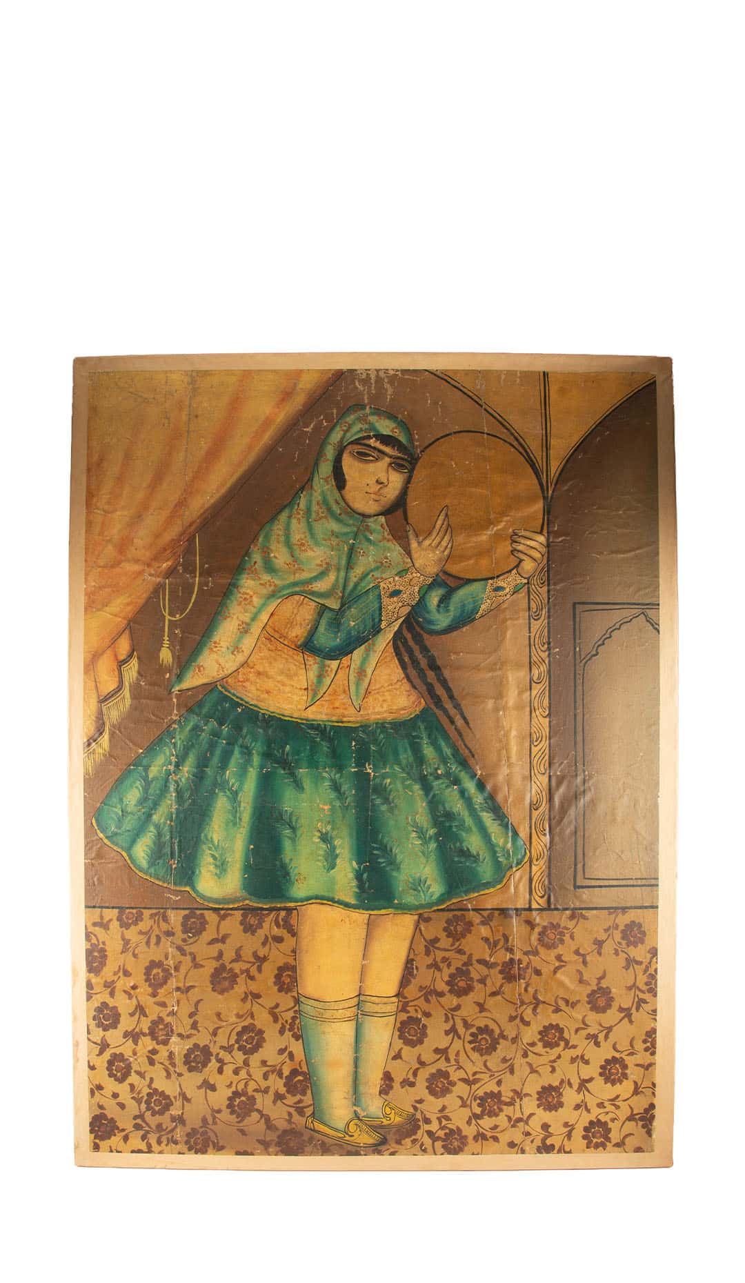 Qajar School Portrait of a Woman with Tambourine, Iran, Early 20th Century
