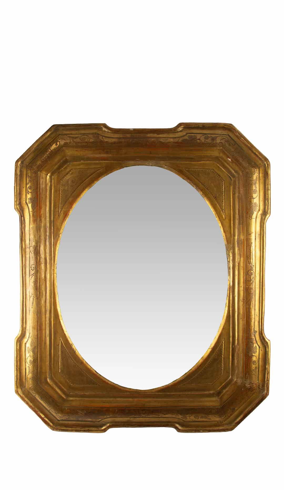 19th Century French Neoclassical Gilt Mirror with Chamfered Corners