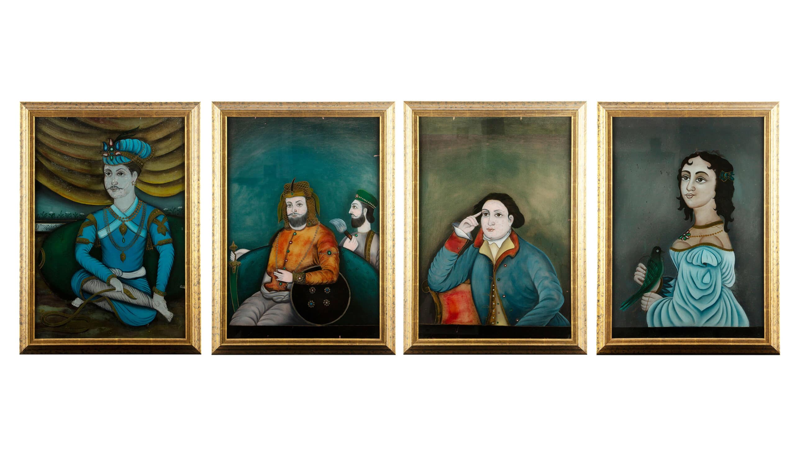 Anglo-Indian School: Four Églomisé Portraits, 19th Century