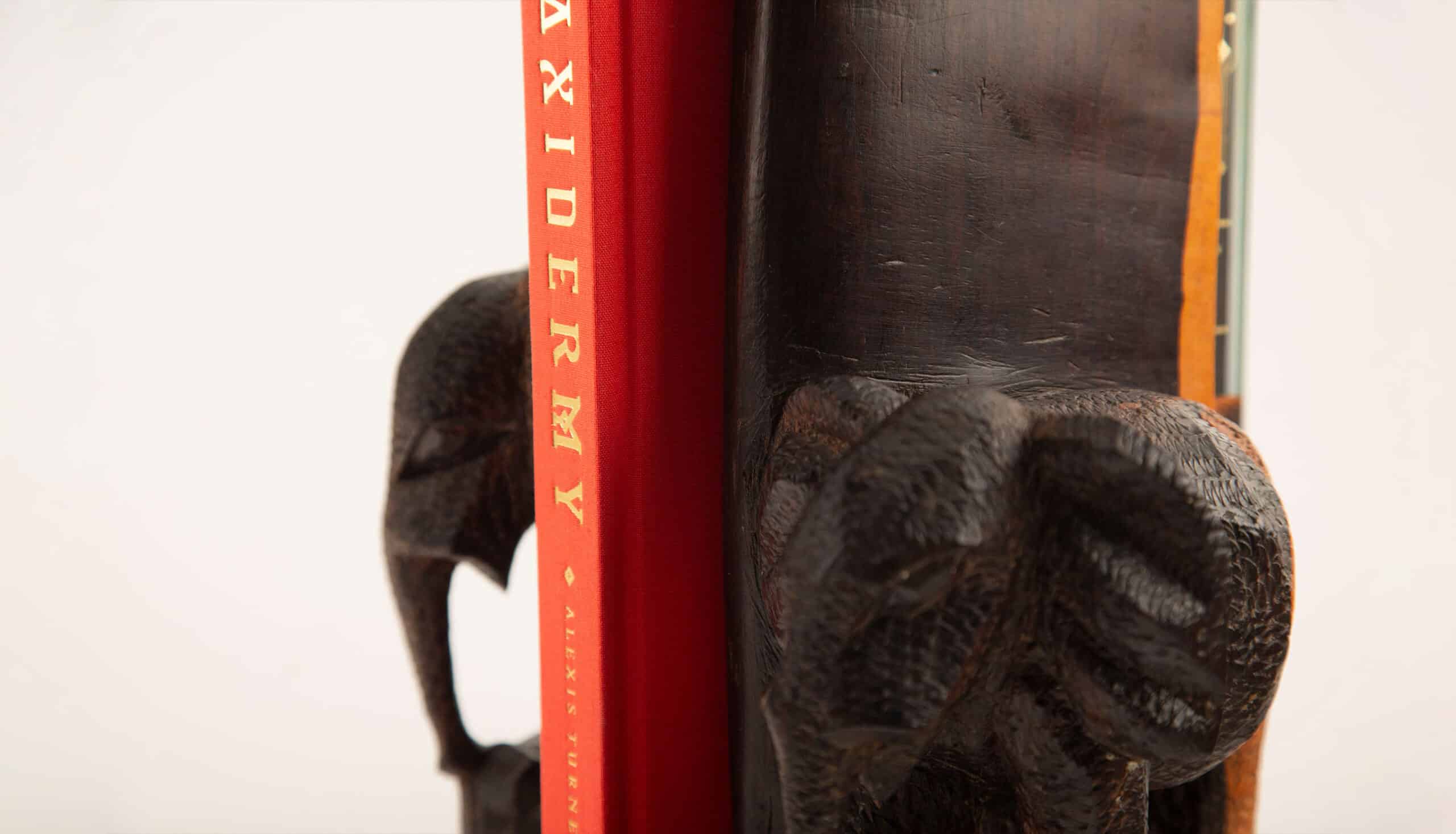 Carved Wooden Elephant Bookends