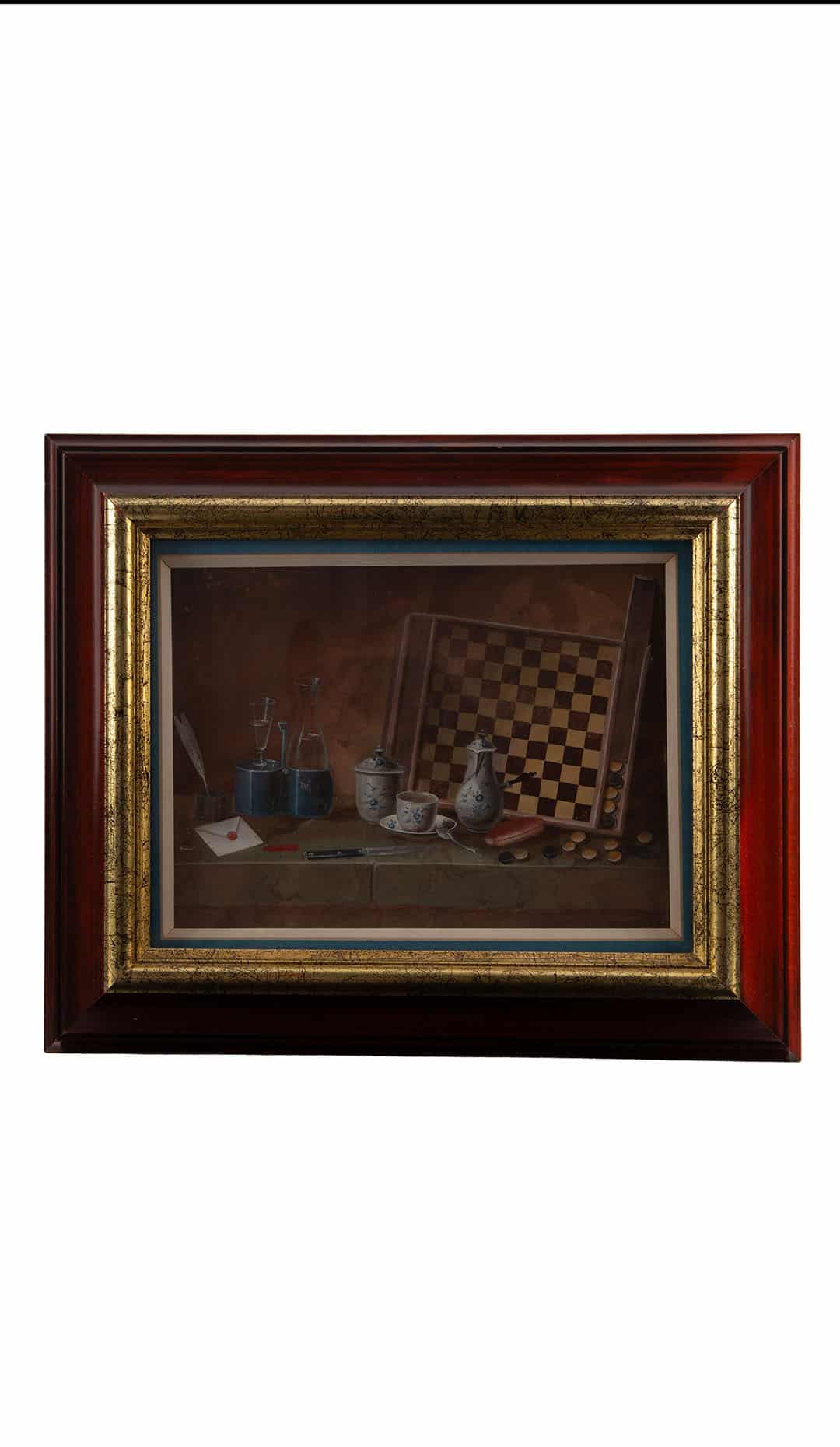 Johann Rudolf Feyerabend, Trompe-l’œil Still Life with Draughts Board, 18th C.