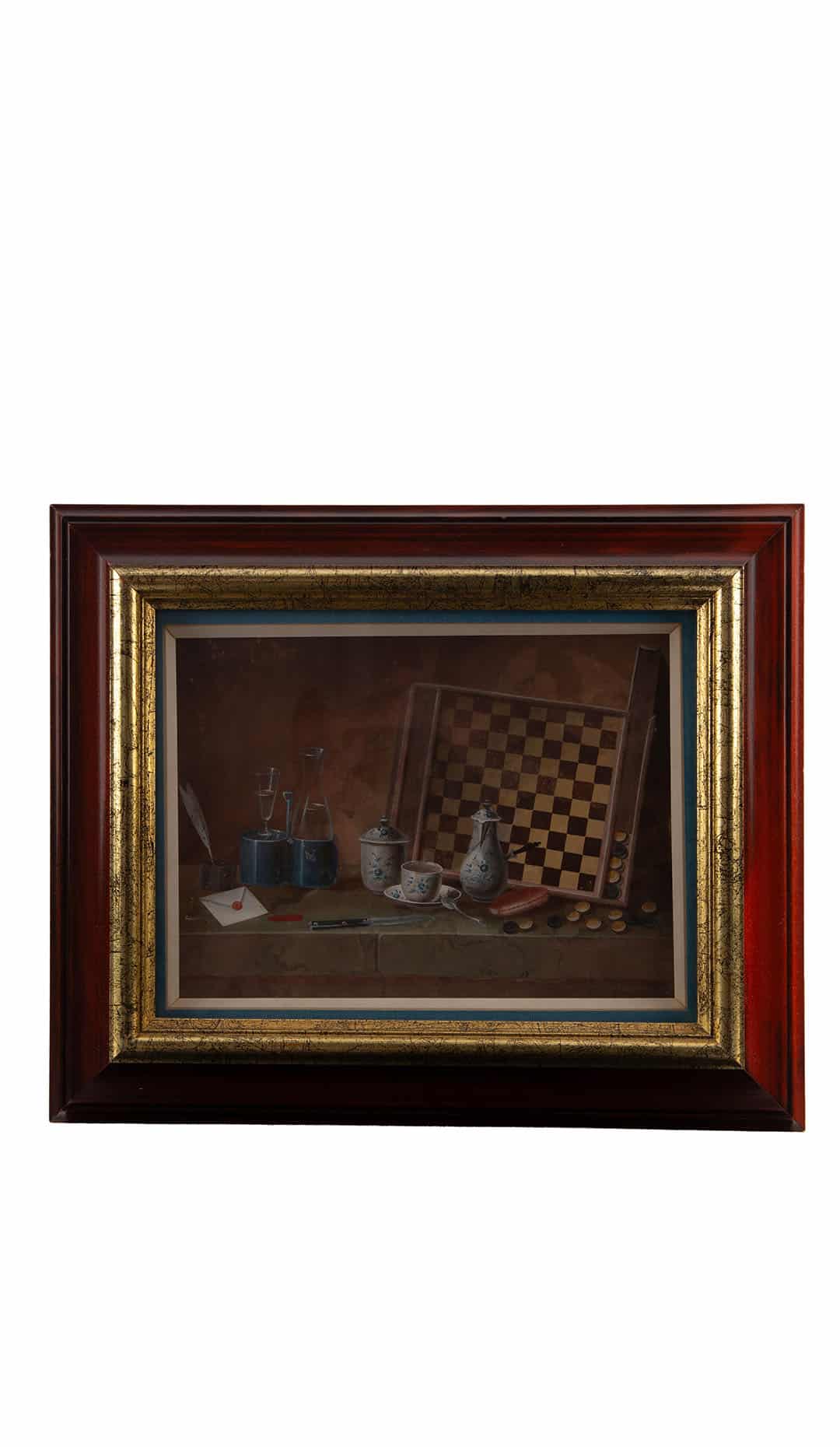 Johann Rudolf Feyerabend, Trompe-l’œil Still Life with Draughts Board, 18th C.