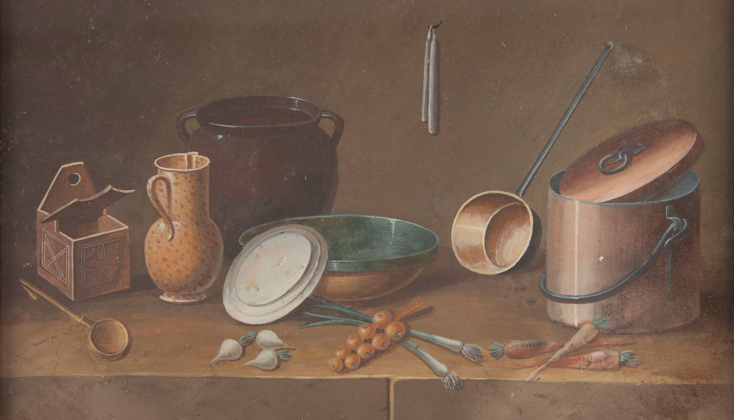 Johann Heinrich Feyerabend (attrib.), Pair of Biedermeier Kitchen Still Lifes