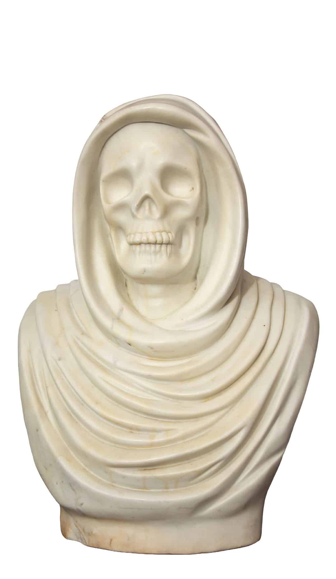 Large Hooded Memento Mori Marble Bust