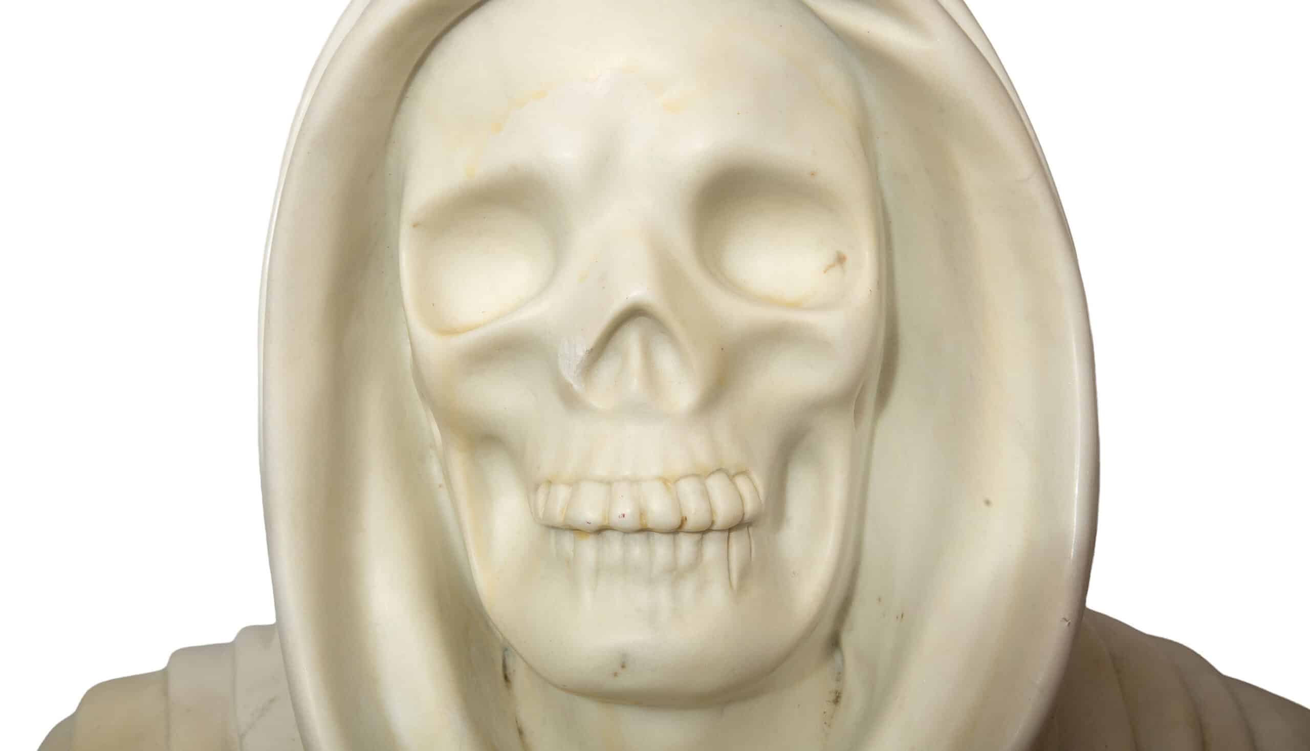 Large Hooded Memento Mori Marble Bust