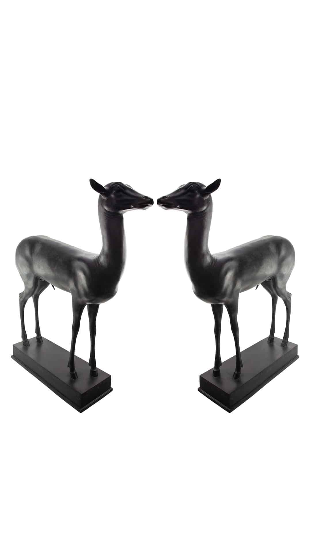 Large Bronze Art Deco Fawn Sculptures, Italian, Chivrazzi Fonderia (Pair)