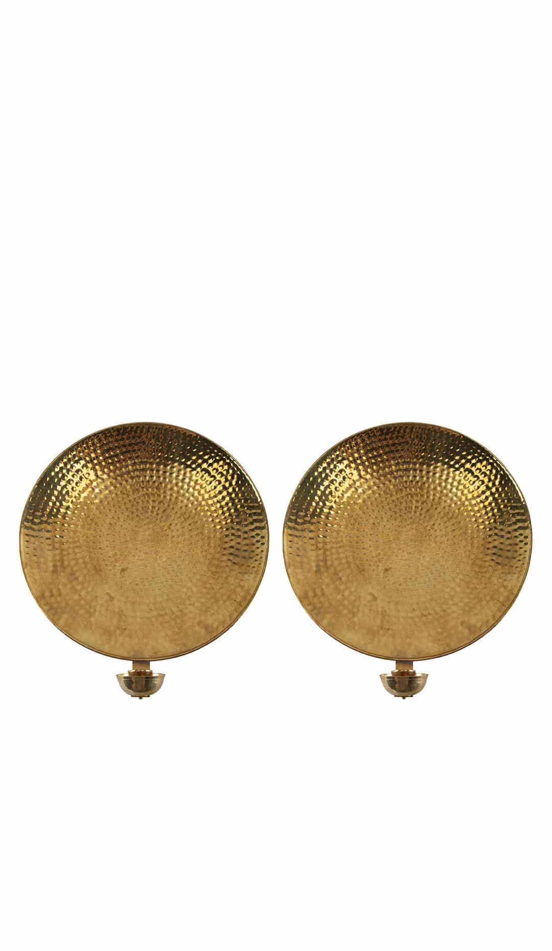 Pair of Hammered Brass Candle Sconces
