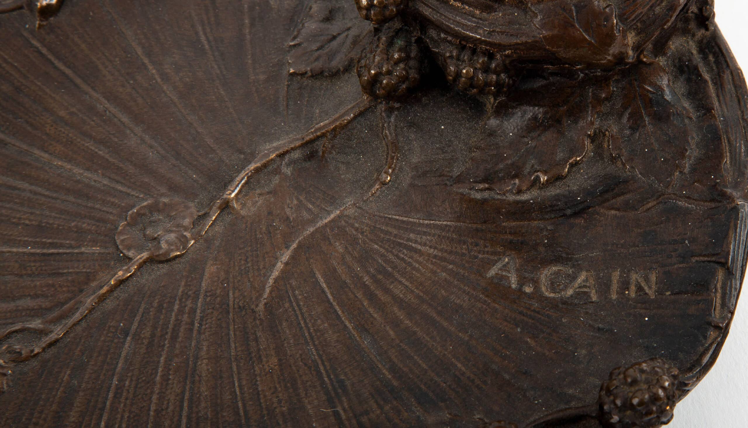 French Bronze Vide-Poche with Rooster by Auguste Cain, 19th Century