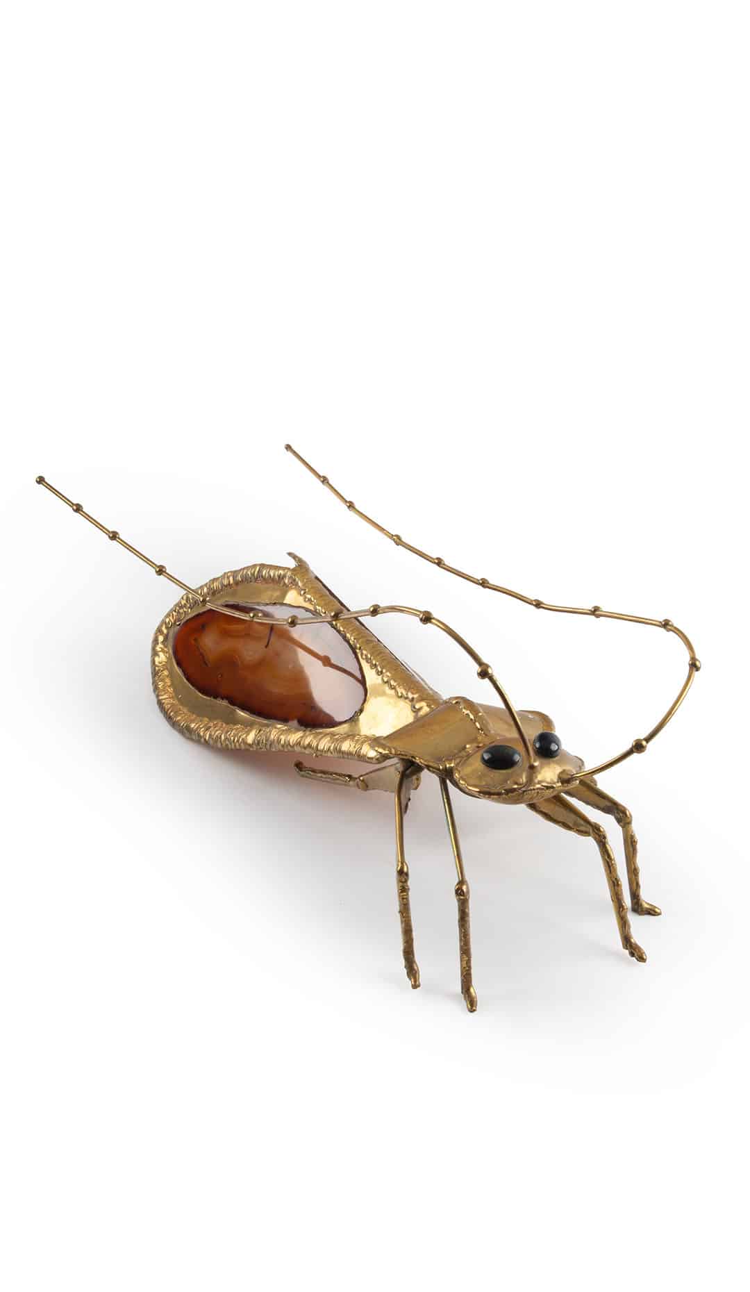 Mid-Century Insect-Form Lamp with Agate Body by Jacques Duval-Brasseur