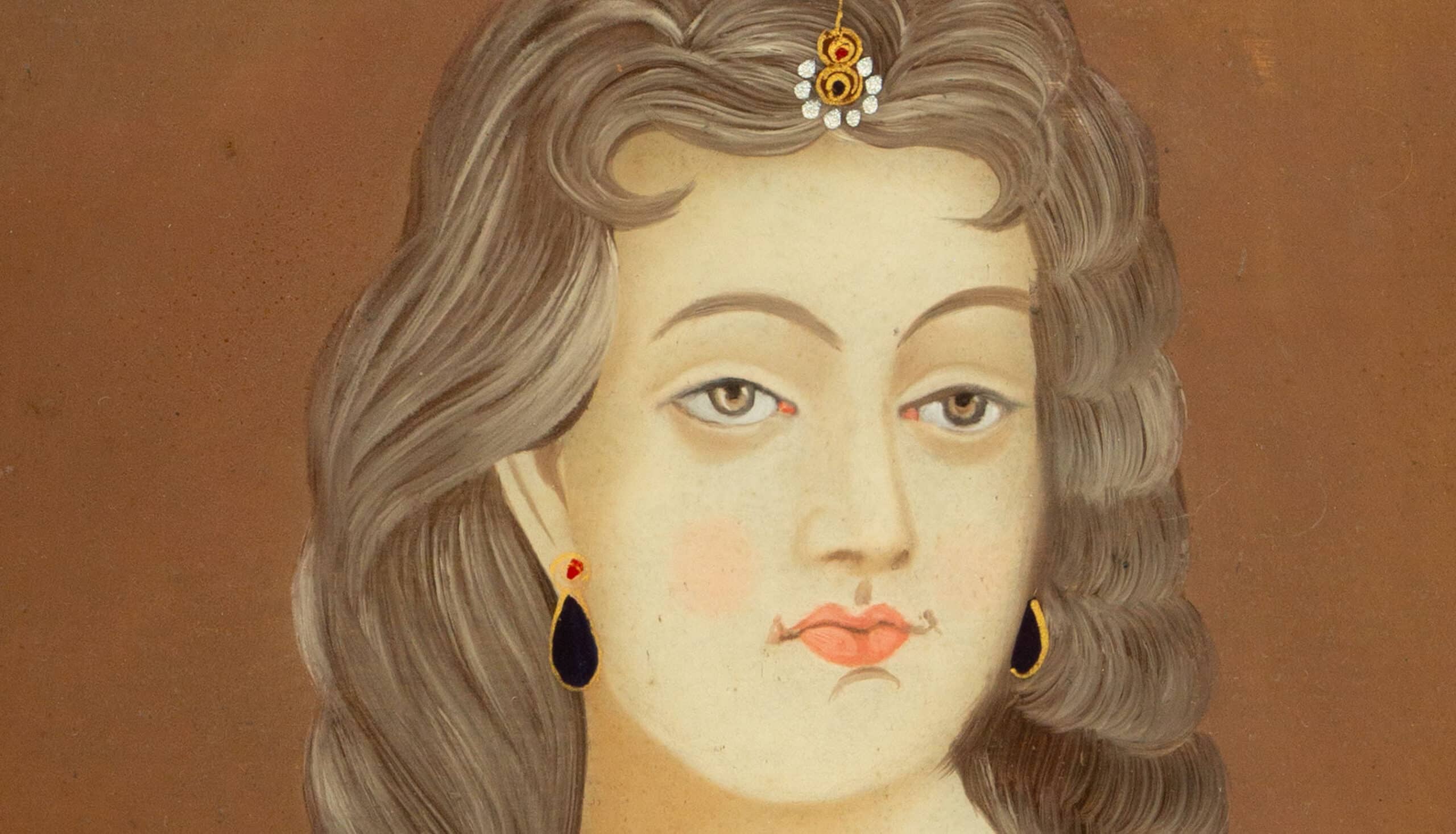 Anglo-Indian School: Églomisé Portrait, 19th Century